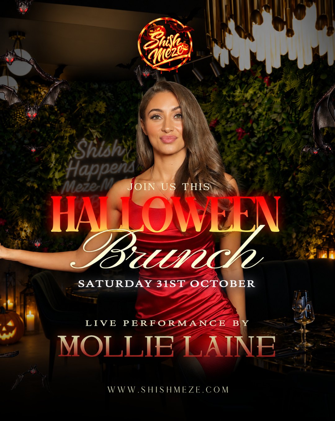 Halloween Brunch flyer, book a table
